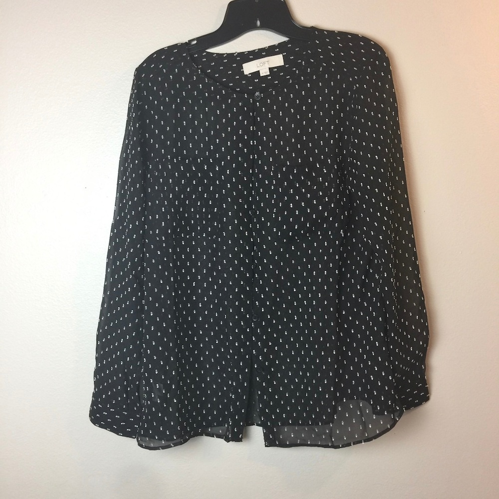 Ann Taylor LOFT Black Long Sleeve Blouse